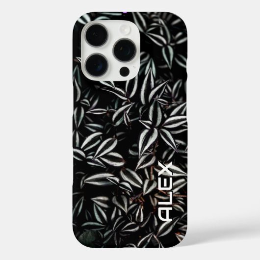 Donker blad met witte randen Case-Mate iPhone case (Achterkant)