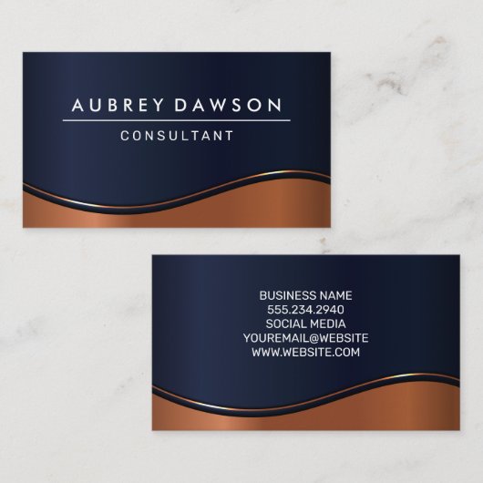 Donker Blauw | metaalgolf Visitekaartje (Voorkant / Achterkant)