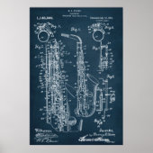 Donker Blauw | Octrooi op saxofoon Poster (Voorkant)