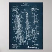Donker Blauw | Octrooi op saxofoon Poster (Voorkant)