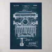 Donker Blauw | Typemachinepatent Poster (Voorkant)