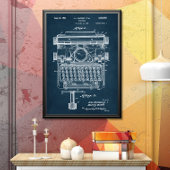 Donker Blauw | Typemachinepatent Poster