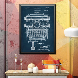 Donker Blauw | Typemachinepatent Poster
