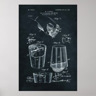 Donker Blauw   Vloeibare zeef en mixer Patent Poster