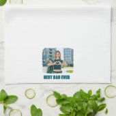 Donker Blauwgroen Alle Petten Beste Vader Ooit Fot Theedoek (Gevouwen)