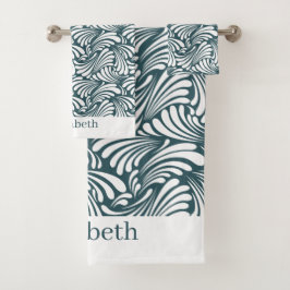 Donker Blauwgroen Art Nouveau Bad Handdoek