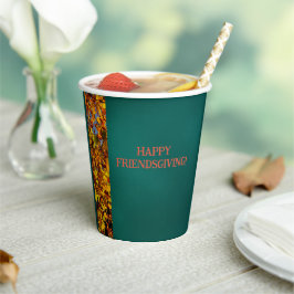 Donker Blauwgroen Bladeren Thanksgiving Friendsgiv Papieren Bekers