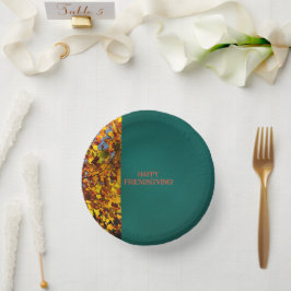 Donker Blauwgroen Bladeren Thanksgiving Friendsgiv Papieren Kommen