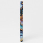 Donker Blauwgroen Blauw Amethist Paarse Gouden Mar iPhone Hoesje (Rechterkant)