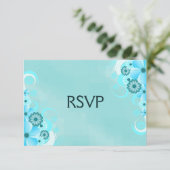 Donker Blauwgroen Blauw Bloemen Elegante RSVP Reac (Staand voorkant)