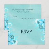 Donker Blauwgroen Blauw Bloemen Elegante RSVP Reac (Voorkant / Achterkant)