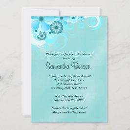 Donker Blauwgroen Blauw Bloemen Vrijgezellenfeest Kaart