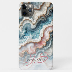 Donker Blauwgroen Blauw Blush Roze Goud Marmeren K Case-Mate iPhone Case