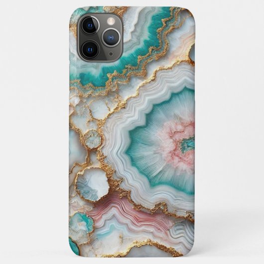 Donker Blauwgroen Blauw Blush Roze Goud Marmeren K Case-Mate iPhone Case (Achterkant)