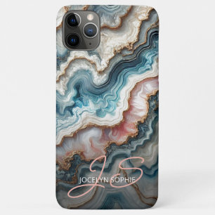 Donker Blauwgroen Blauw Blush Roze Goud Marmeren K Case-Mate iPhone Case