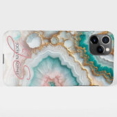 Donker Blauwgroen Blauw Blush Roze Goud Marmeren K iPhone Hoesje (Achterkant horizontaal)