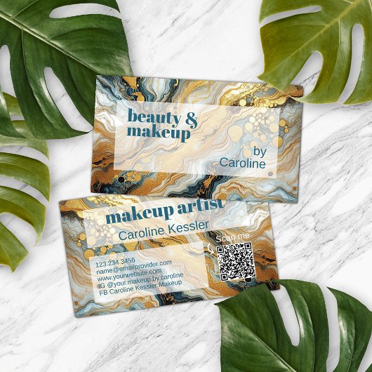 Donker Blauwgroen Blauw Grijs Wit Goud Marmeren Ku Visitekaartje