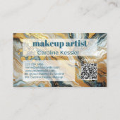 Donker Blauwgroen Blauw Grijs Wit Goud Marmeren Ku Visitekaartje (Achterkant)