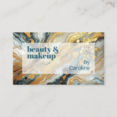 Donker Blauwgroen Blauw Grijs Wit Goud Marmeren Ku Visitekaartje (Voorkant)