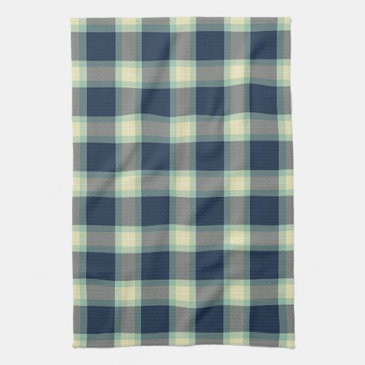 Donker Blauwgroen blauw Mint Groen Klassiek Tartan Theedoek (Verticaal)
