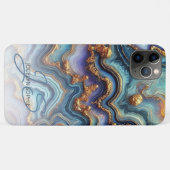 Donker Blauwgroen Blauw Paarse Gouden Marmeren Kun Case-Mate iPhone Case (Achterkant (horizontaal))