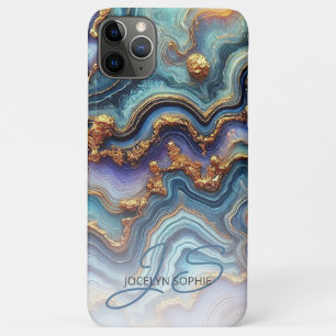 Donker Blauwgroen Blauw Paarse Gouden Marmeren Kun Case-Mate iPhone Case