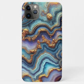 Donker Blauwgroen Blauw Paarse Gouden Marmeren Kun Case-Mate iPhone Case (Achterkant)