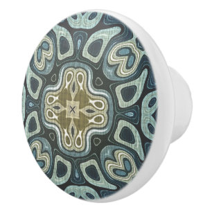 Donker Blauwgroen Blauw Seafoam Groene Etnische St Keramische Knop
