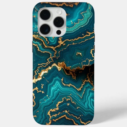 Donker Blauwgroen Blauw Turquoise Faux Gold Agaat  Case-Mate iPhone Case (Achterkant)
