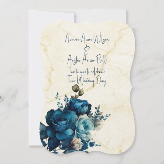 Donker Blauwgroen Bloemen Bruiloft Boeket Kaart (Voorkant)