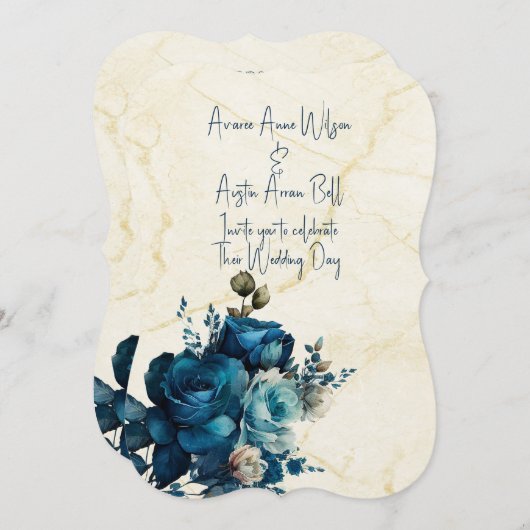 Donker Blauwgroen Bloemen Bruiloft Boeket Kaart (Voorkant / Achterkant)