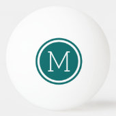 Donker Blauwgroen Cirkel Monogram Gepersonaliseerd Pingpongbal (Voorkant)