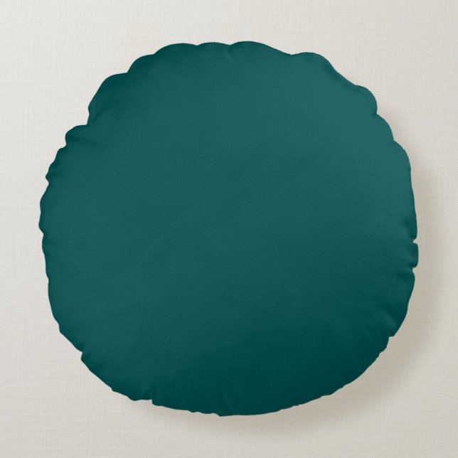 Donker Blauwgroen (effen kleur) Rond Kussen (Voorkant)