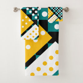 Donker Blauwgroen en geel Bad Handdoek