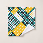 Donker Blauwgroen en geel Bad Handdoek (Wasdoekje)