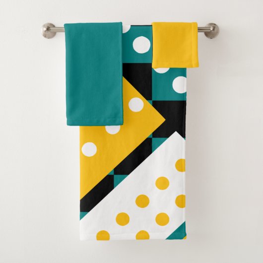 Donker Blauwgroen en geel Bad Handdoek (Insitu)