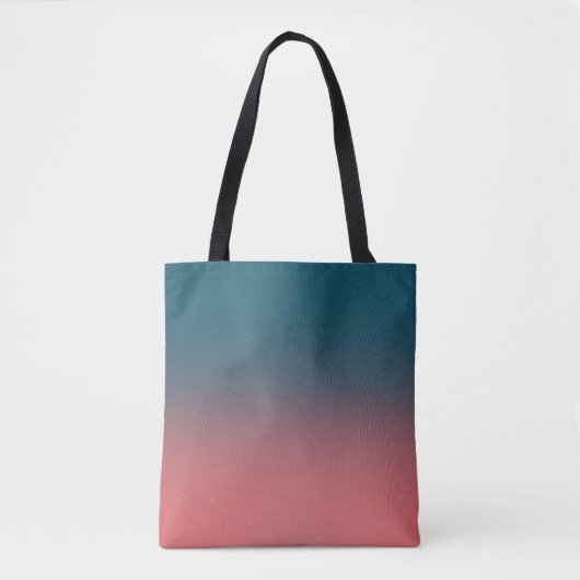 Donker Blauwgroen en helder koraal roze verloop Tote Bag (Voorkant)