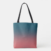 Donker Blauwgroen en helder koraal roze verloop Tote Bag (Achterkant)