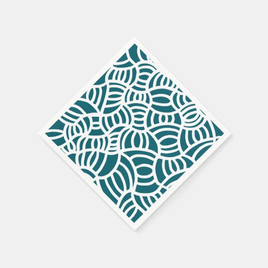 Donker blauwgroen en wit Doodle Servet (Hoek)