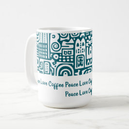 Donker blauwgroen en Witte Doodles 1 van 4 Koffiemok