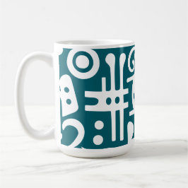 Donker blauwgroen en Witte Doodles 1 van 4 Koffiemok
