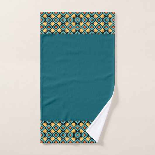 Donker blauwgroen geel bad handdoek (Handdoek)