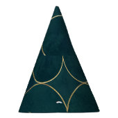 Donker Blauwgroen, gouden cirkels Waterverf. Feesthoedjes (Rechts)