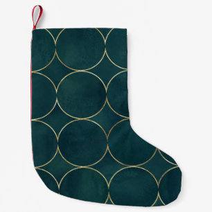 Donker Blauwgroen, gouden cirkels Waterverf. Kleine Kerstsok