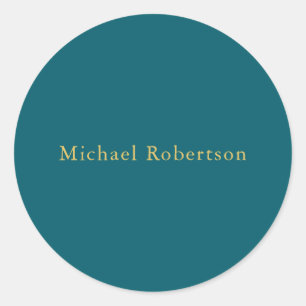 Donker Blauwgroen & Gouden Kleuren Professioneel T Ronde Sticker