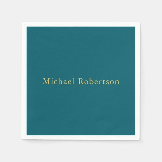 Donker Blauwgroen & Gouden Kleuren Professioneel T Servet (Voorkant)