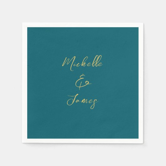 Donker Blauwgroen & Gouden Kleuren Professioneel T Servet (Voorkant)