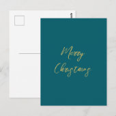 Donker Blauwgroen & Gouden Kleuren Vrolijk Kerstfe Briefkaart (Voorkant / Achterkant)