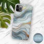 Donker Blauwgroen Grijs Lichtblauw Goud Marmeren K Case-Mate iPhone Case