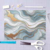 Donker Blauwgroen Grijs Lichtblauw Goud Marmeren K Tissuepapier (Craft)